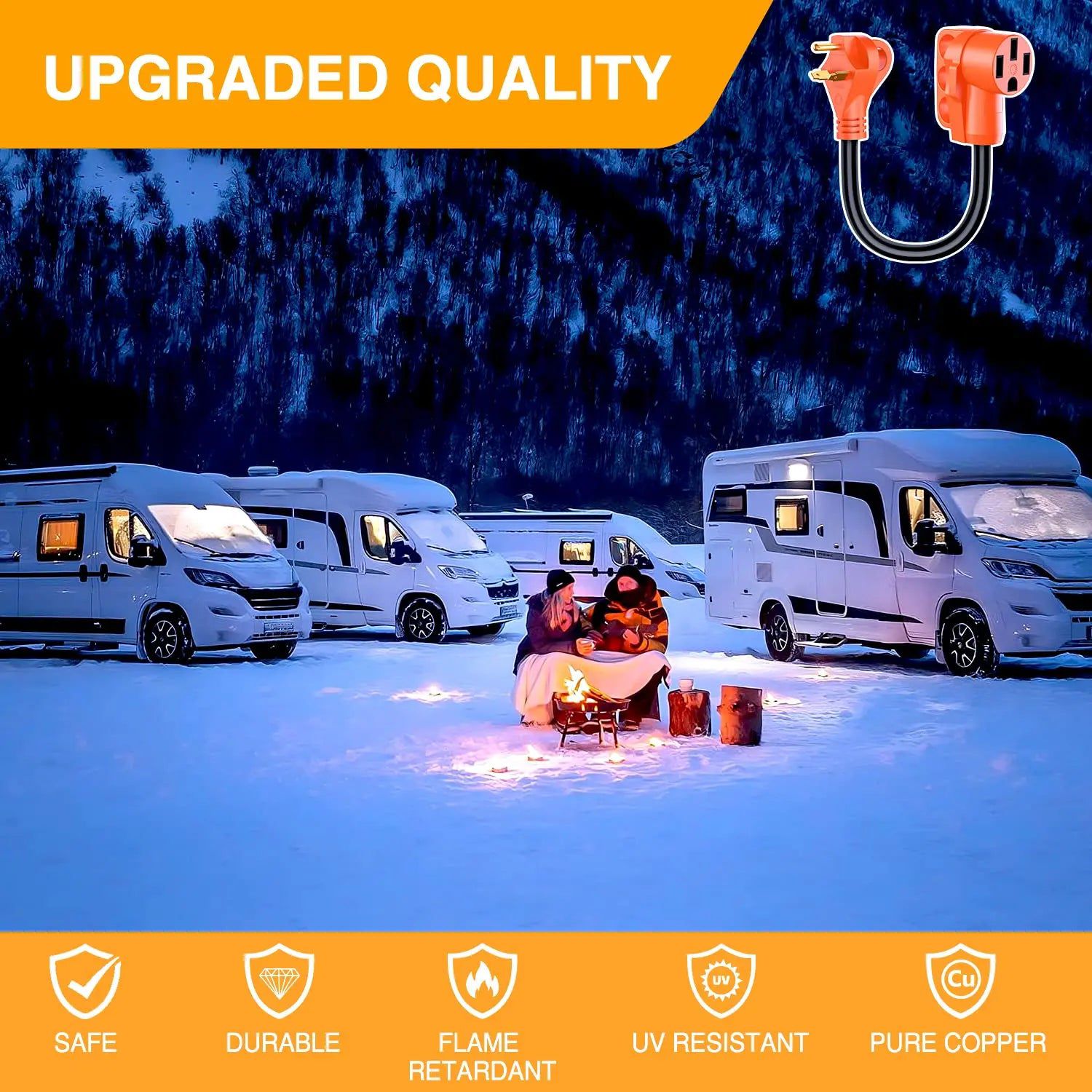30Amp to 50Amp RV Power Adapter Converter - Heavy Duty Electrical Plug for Campers, Trailers & Motorhomes - Perfect for RV Parks & Outdoor Camping