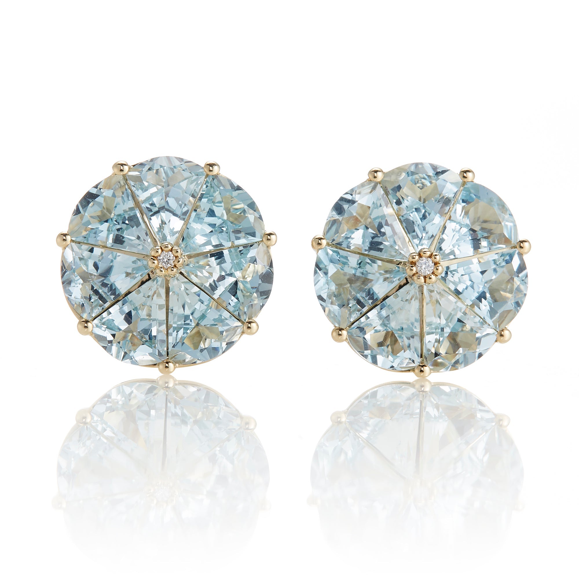 Aquamarine and Diamond Pinwheel Earrings for Women – Elegant Dangle Earrings for Parties, Weddings & Special Occasions