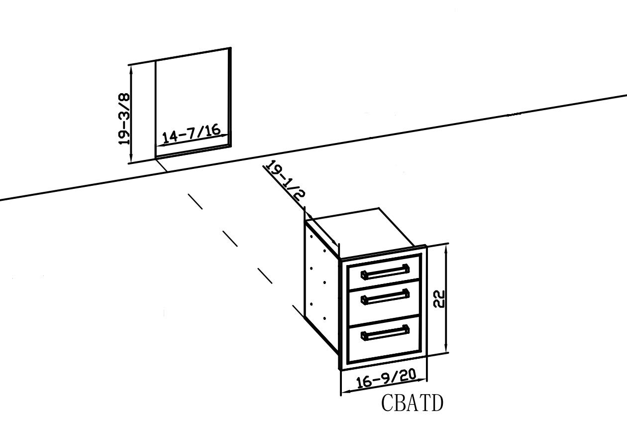 Stainless Steel BBQ Island Drawers - 16.5x21.9x22in for Outdoor Kitchen Storage