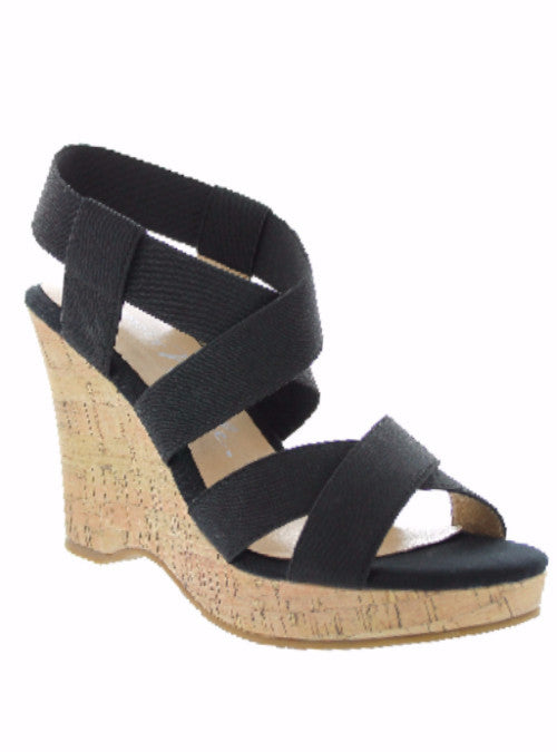Stylish Criss Cross Wedge Heel Sandals for Women - Black | Comfortable High Heel Shoes for Summer, Party & Date Night