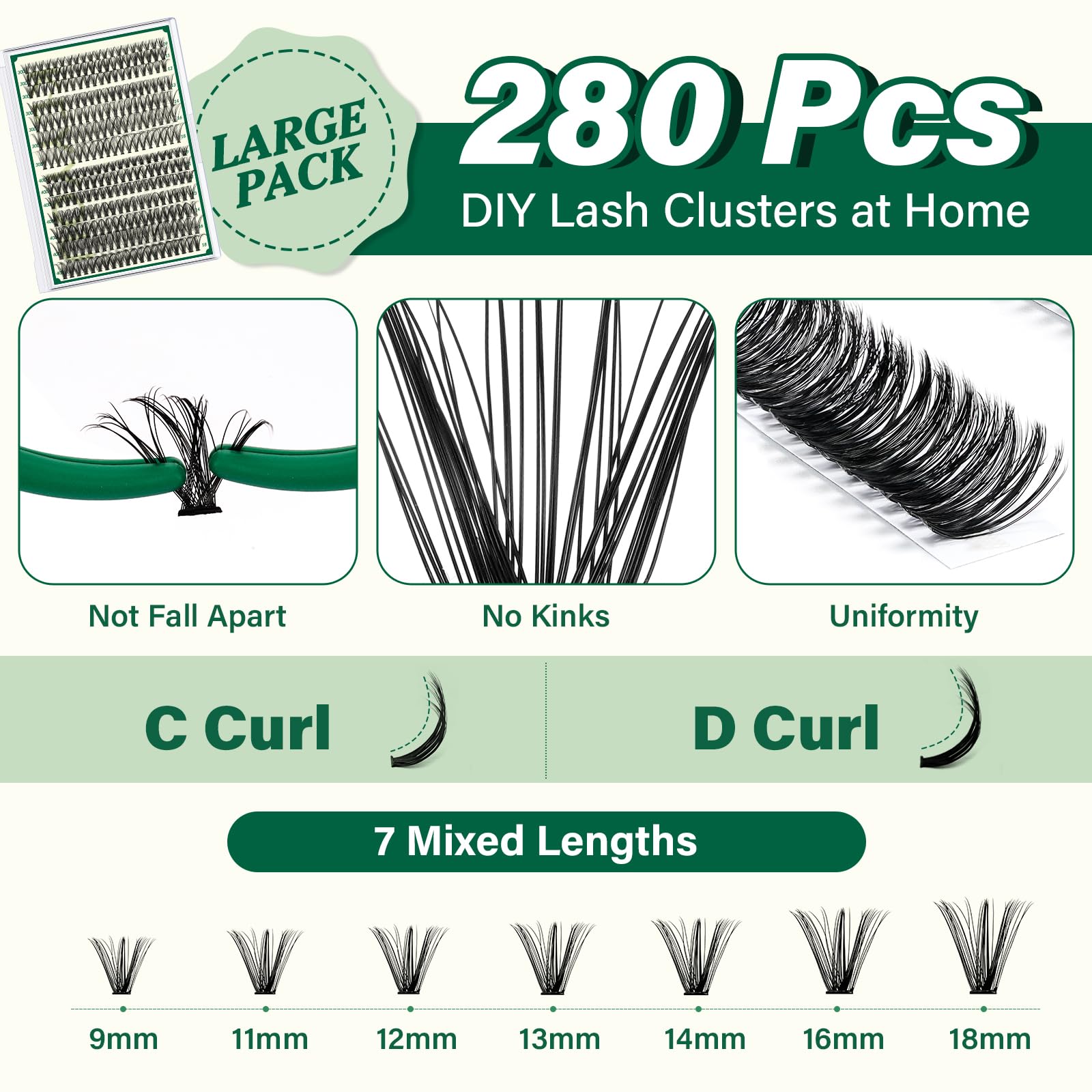 KEYYOU DIY Lash Extension Kit - 300Pcs Professional Individual Eyelash Extensions (30D/40D/0.07D Curl, 9-18mm Mix) with Lash Glue & Remover Applicator - Easy to Use for Salon Quality Lashes at Home | Perfect for Bridal, Party & Everyday Makeup Looks