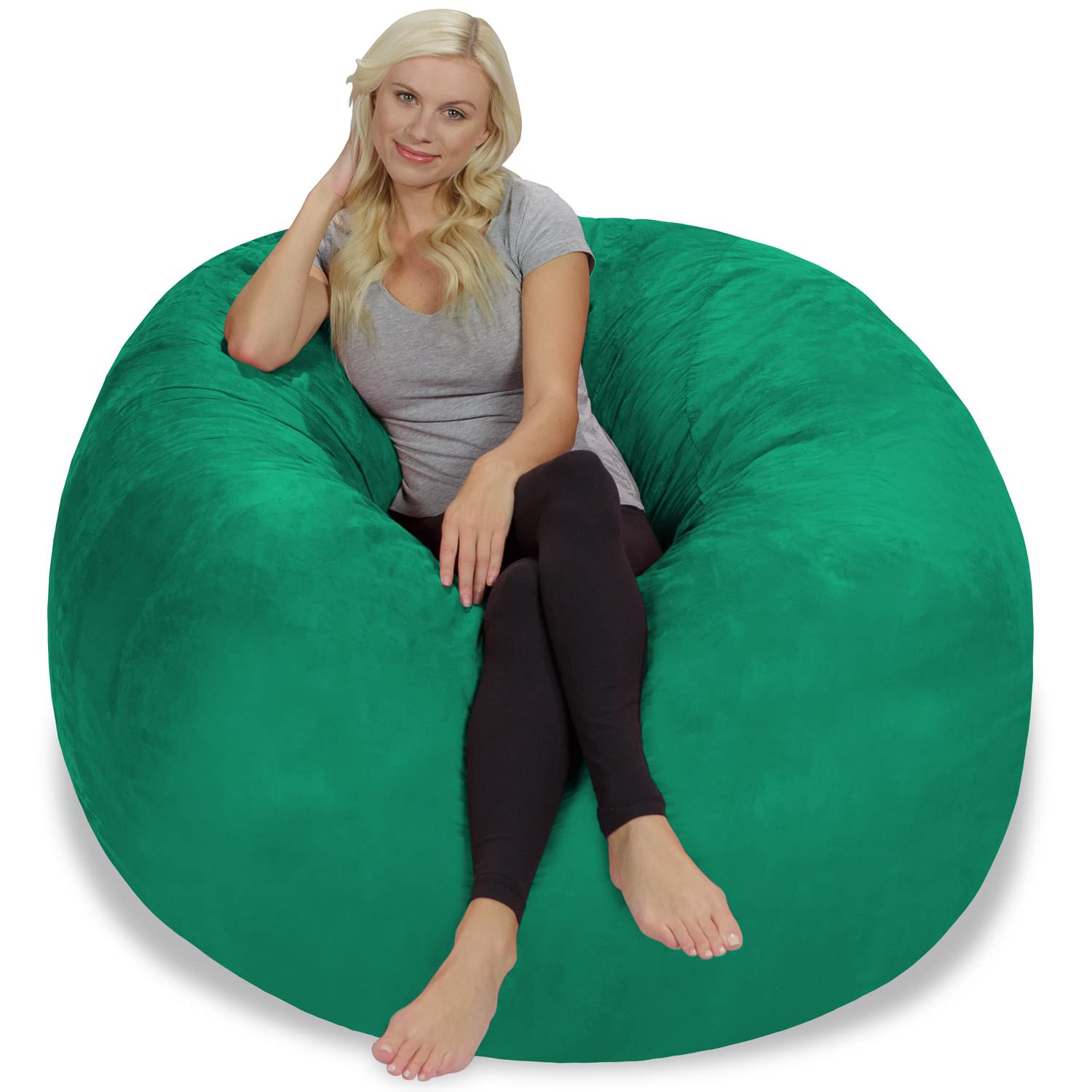 Chill Sack 5' Giant Memory Foam Bean Bag Chair - Oversized Sofa with Soft Microfiber Cover in Aqua Marine - Perfect for Living Rooms, Game Rooms & Dorm Lounging