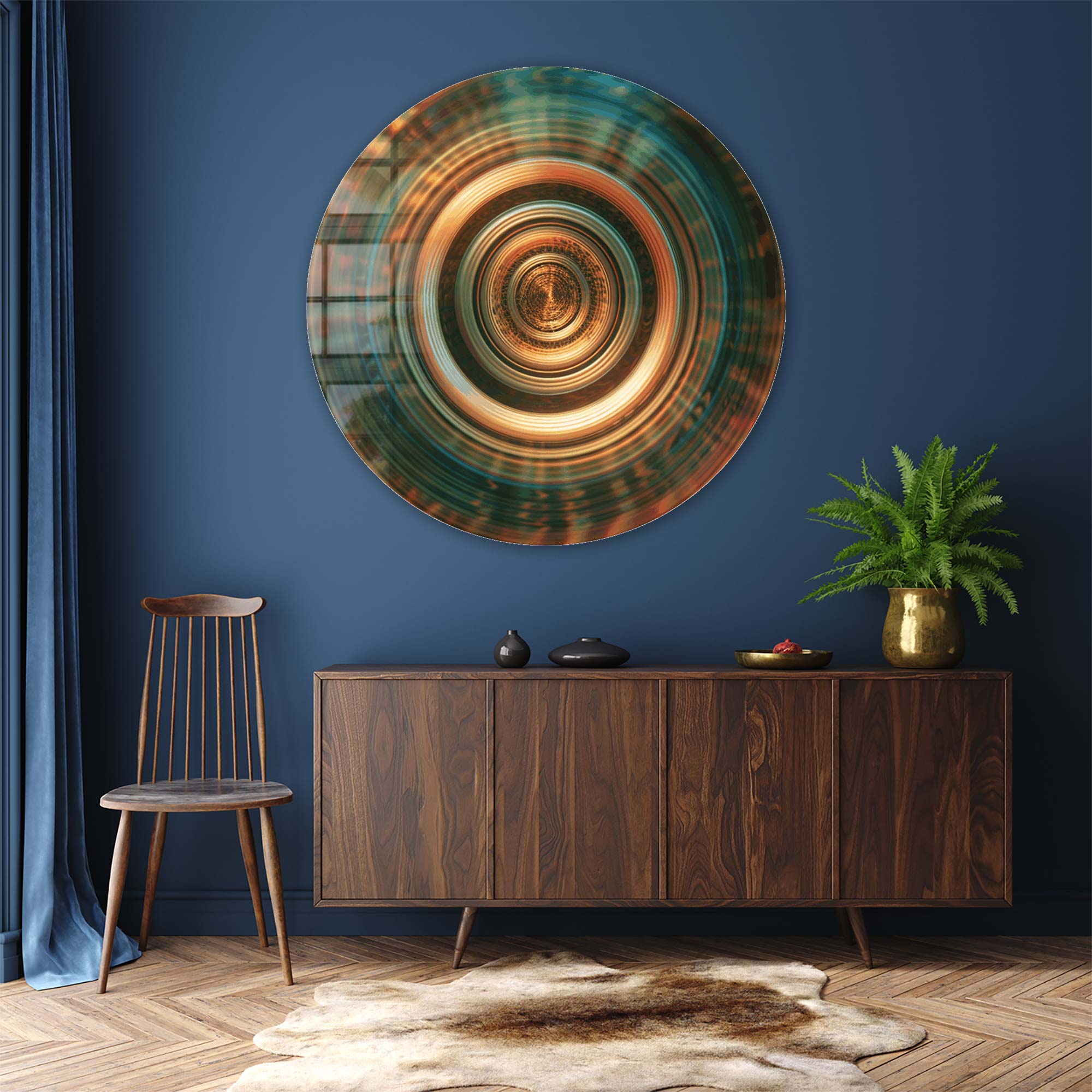 Enigma Rounded Glass Wall Art - Modern Abstract Home Decor for Living Room, Bedroom & Office - Perfect for Gifts & Interior Design