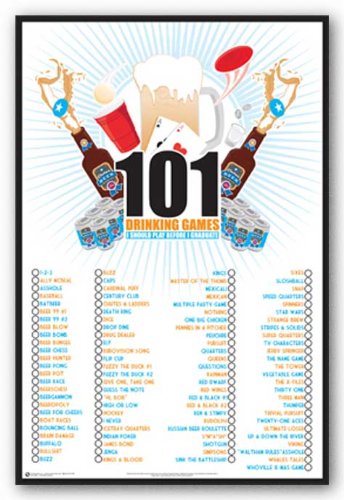 101 Fun Drinking Games Poster - 24x36 Inches Party Wall Art Print for Bars, Game Nights & College Dorms