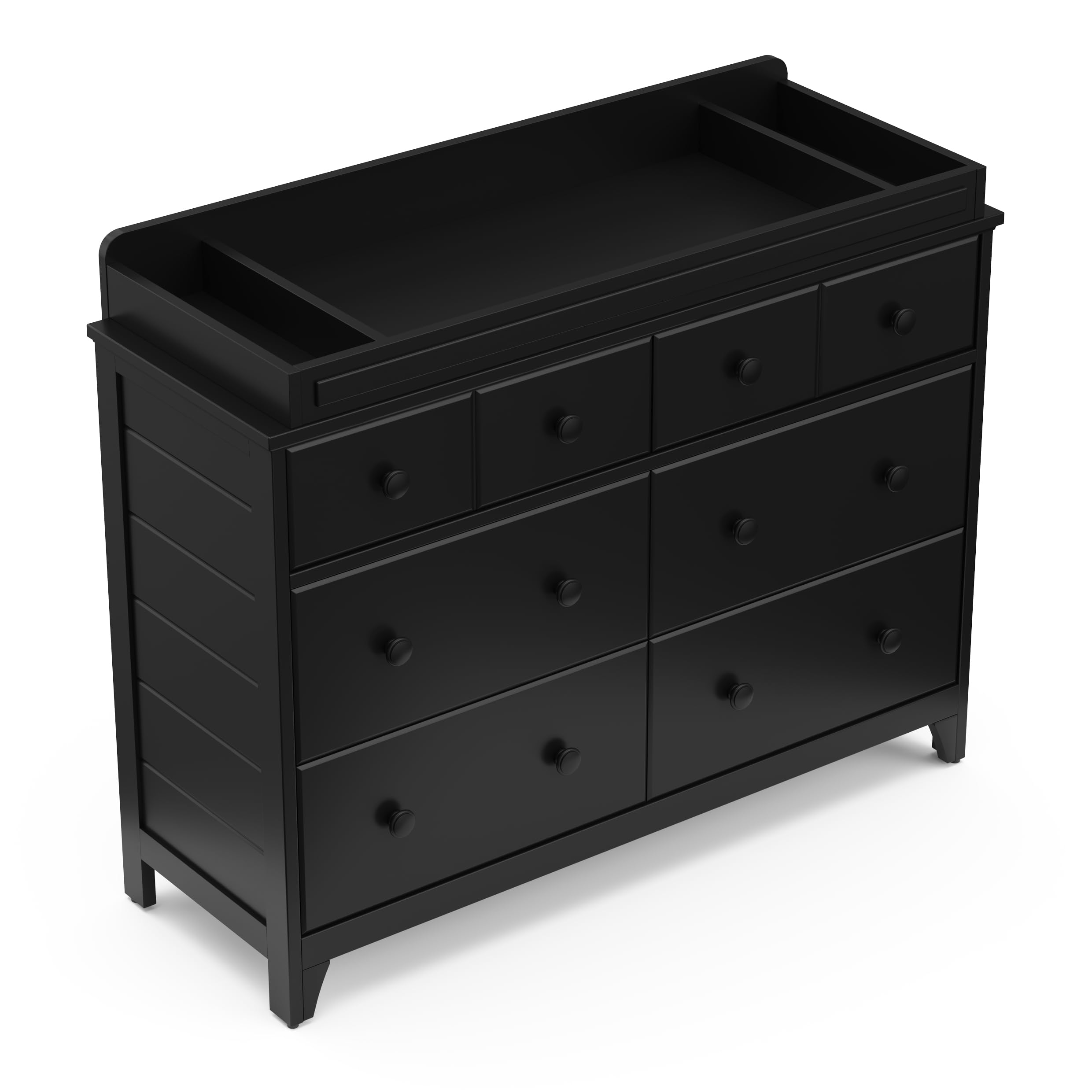 Storkcraft Moss 6-Drawer Double Dresser in Black - GREENGUARD Gold Certified Wooden Dresser for Nursery & Kids Room, 6-Drawer Storage Organizer, Chest of Drawers for Baby Clothes & Toys Organization
