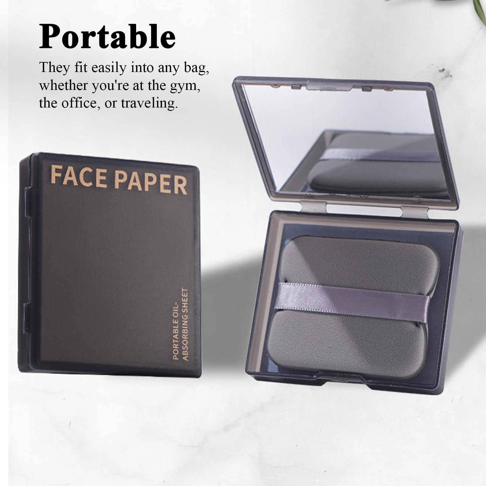 200 Pcs Oil Absorbing Blotting Papers for Oily Skin - Face Blotting Sheets with Built-In Mirror & Powder Puff - Compact Oil Control Paper for Men & Women - Perfect for On-the-Go Shine Control at Work, Gym or Travel