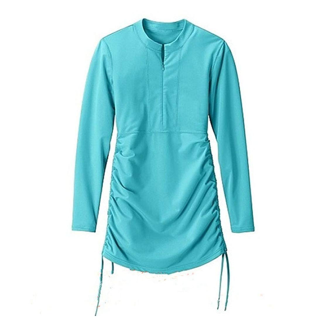 YYHUI Women's UPF 50+ Sun Protection Long Sleeve Zip-Up Rash Guard Swimsuit - UV Protective Swimwear for Surfing, Swimming & Beach Activities