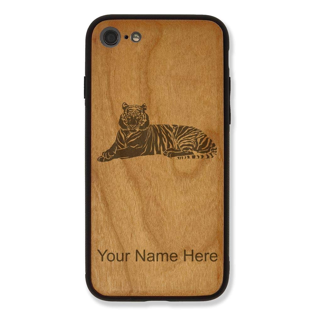Premium Tiger Design Wooden Phone Case for iPhone 6/6s - Personalized Engraving Included (Cherry Wood) | Slim Protective Cover with Natural Wood Texture - Perfect for Everyday Use, Gifts & Special Occasions