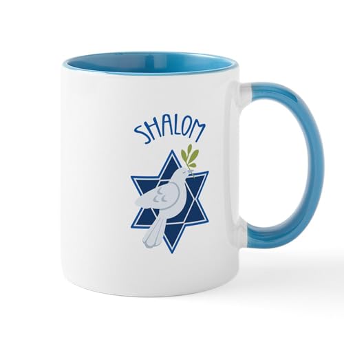 White/Blue Inside - SHALOM Mugs