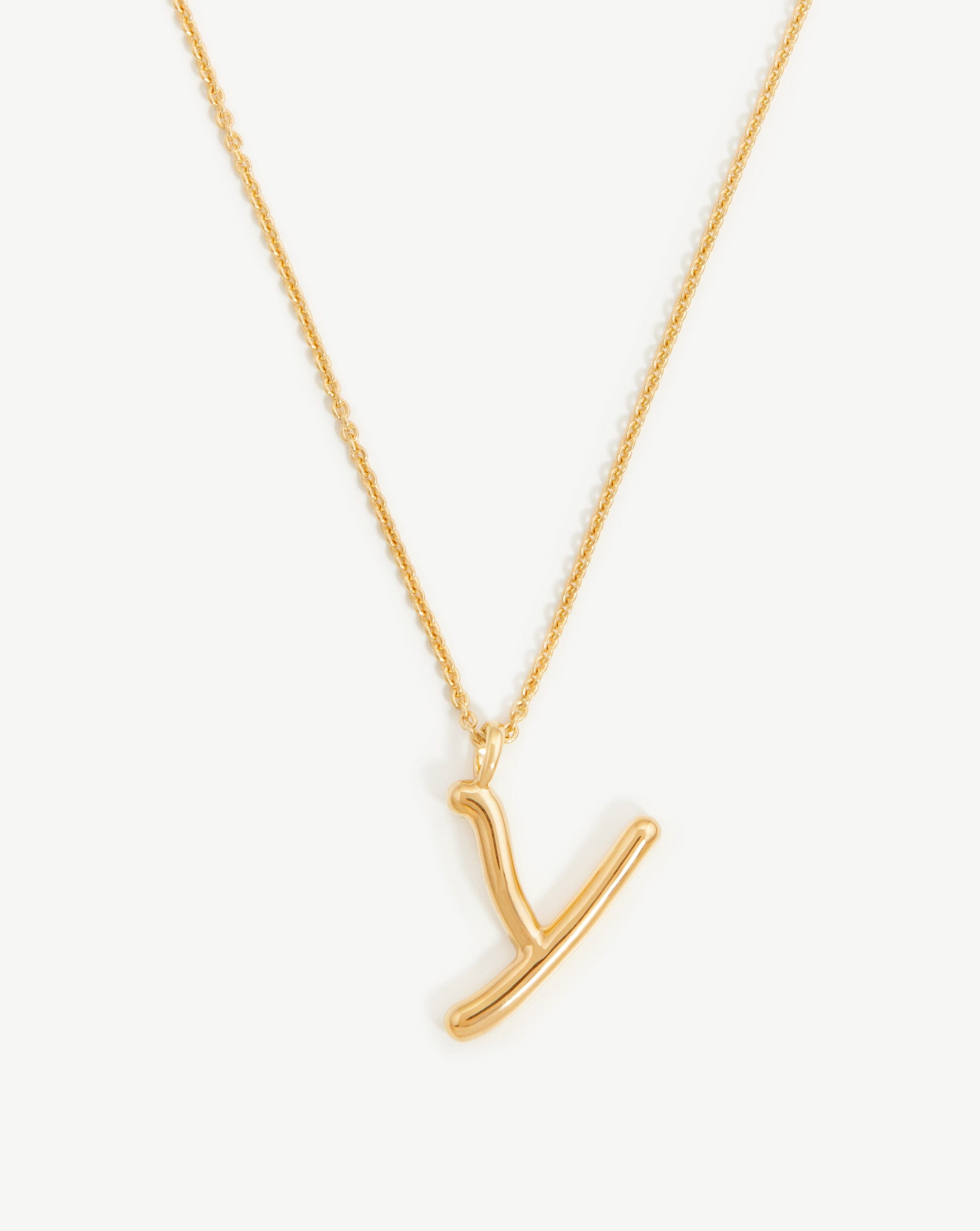 Curly Molten Initial Pendant Necklace - Personalized Letter Y | 18k Gold Vermeil Jewelry for Women | Perfect Gift for Birthday, Anniversary & Valentine's Day