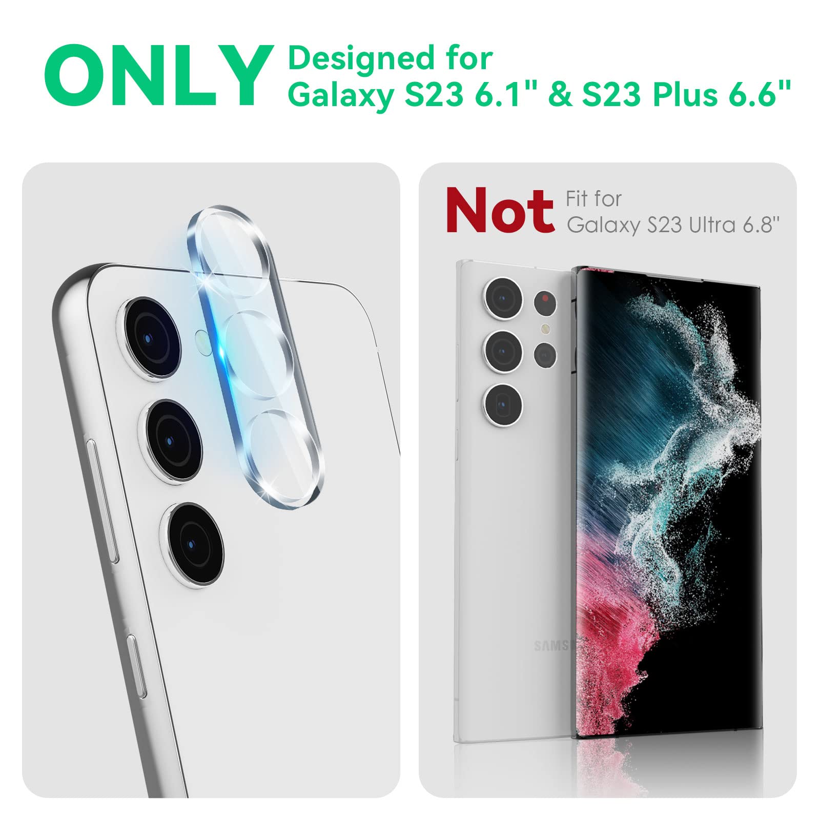 3 Pack Tempered Glass Camera Lens Protector for Samsung Galaxy S24/S23/S23 Plus - 9H Hardness, Ultra Thin, Anti-Scratch, Case Friendly - No Flash Interference - Perfect for Night Photography, Outdoor Adventures & Daily Protection