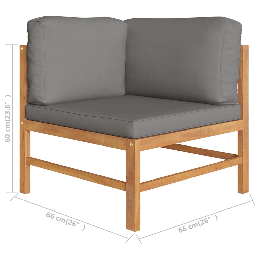 vidaXL 7-Piece Patio Lounge Set - Outdoor Sectional Sofa with Gray Cushions, Retro Style Teak Wood Furniture for Backyard, Garden & Poolside Relaxation