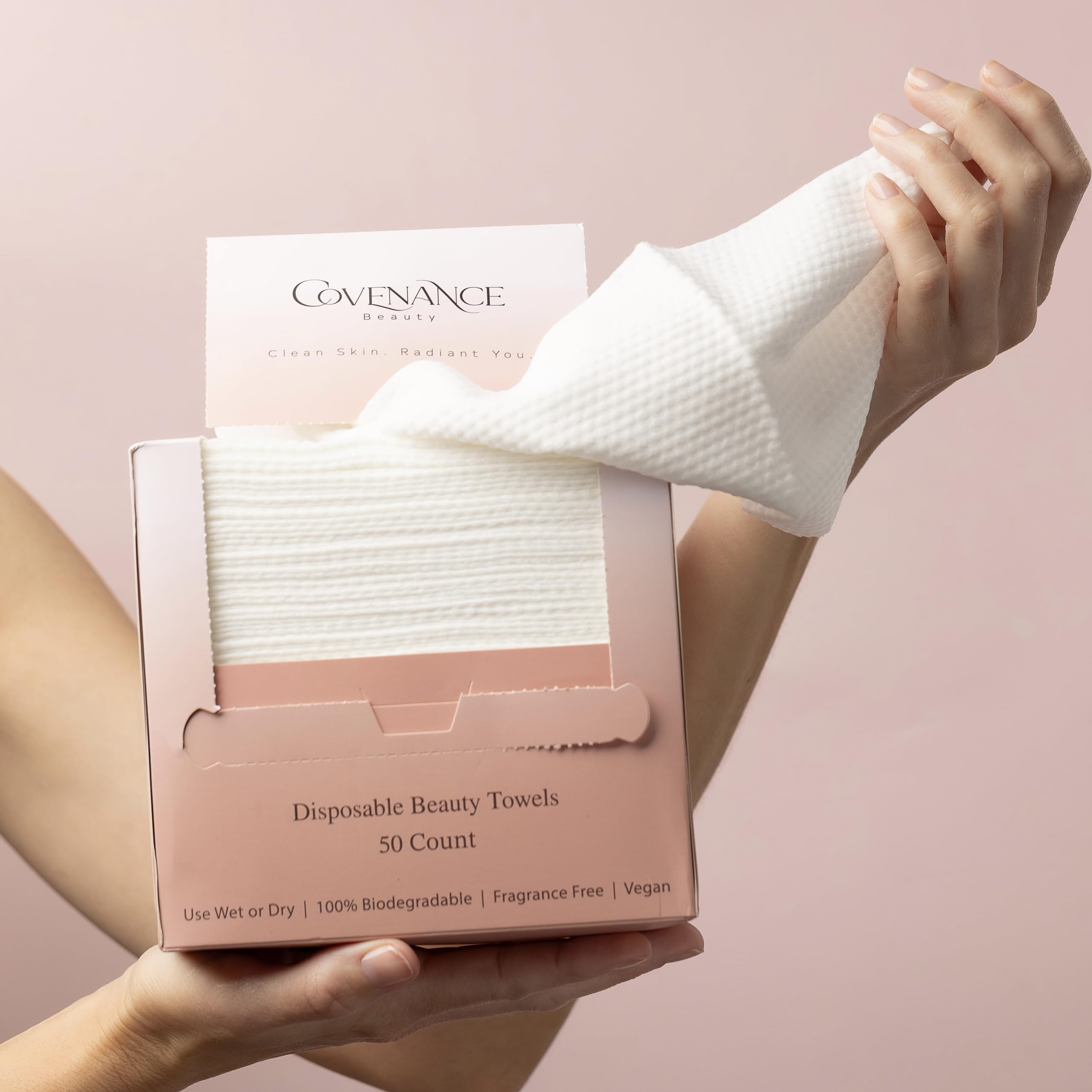 Covenance Beauty Ultra Soft Disposable Facial Towels - Double-Sided Makeup Remover & Gentle Exfoliating Towels for Daily Skincare, Travel & Spa Use
