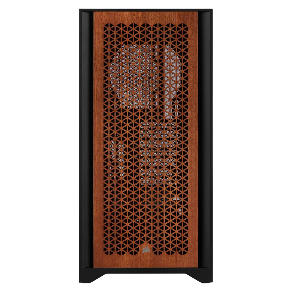 Corsair 4000D Airflow Tempered Glass Mid-Tower ATX PC Case - Premium Sapele Wood Front Panel for Enhanced Cooling | Perfect for Gaming Rigs & Workstation Builds