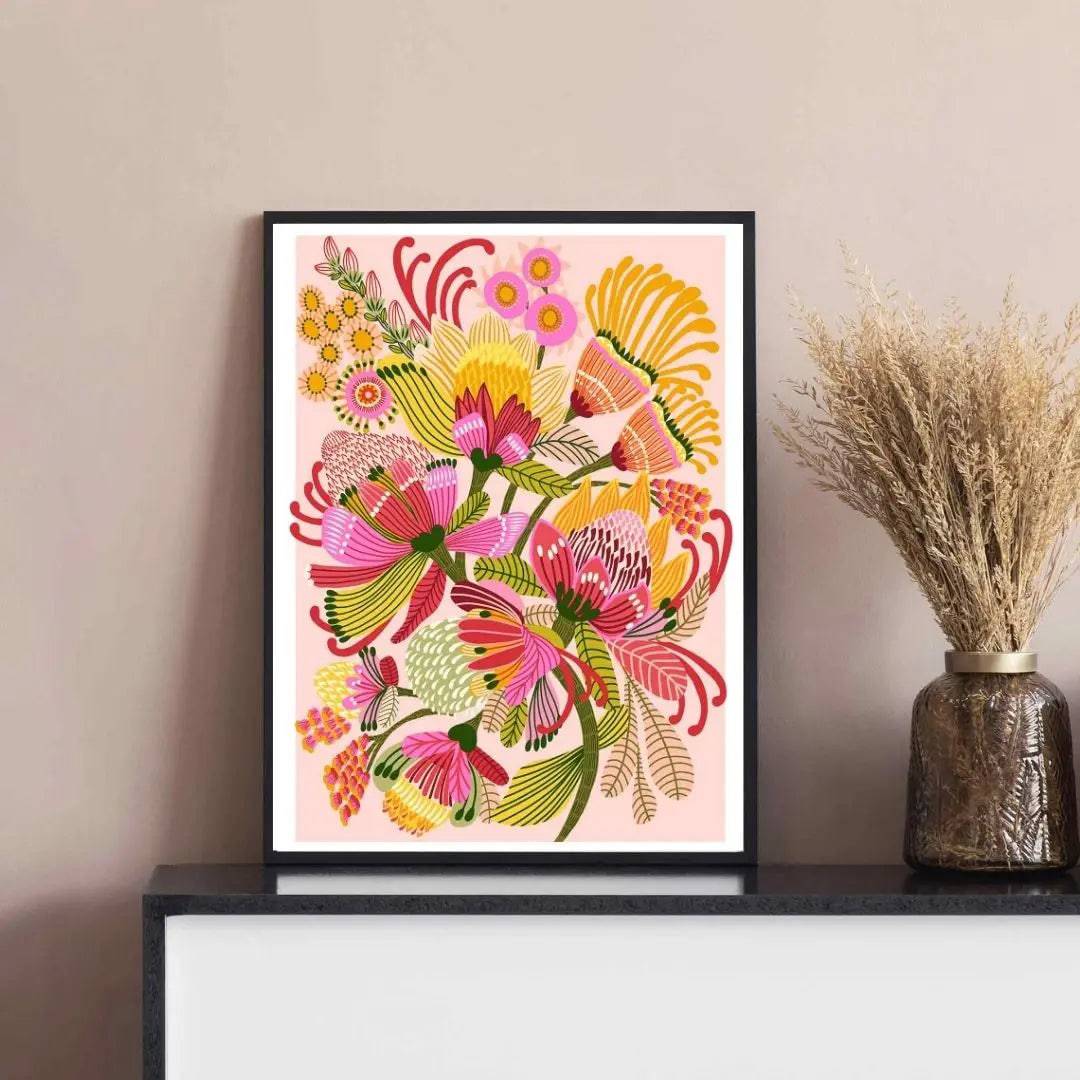 Wild Proteas Modern Wall Art Print - Vibrant Floral Decor for Living Room, Bedroom & Office | Premium Canvas Painting for Home & Office Decor