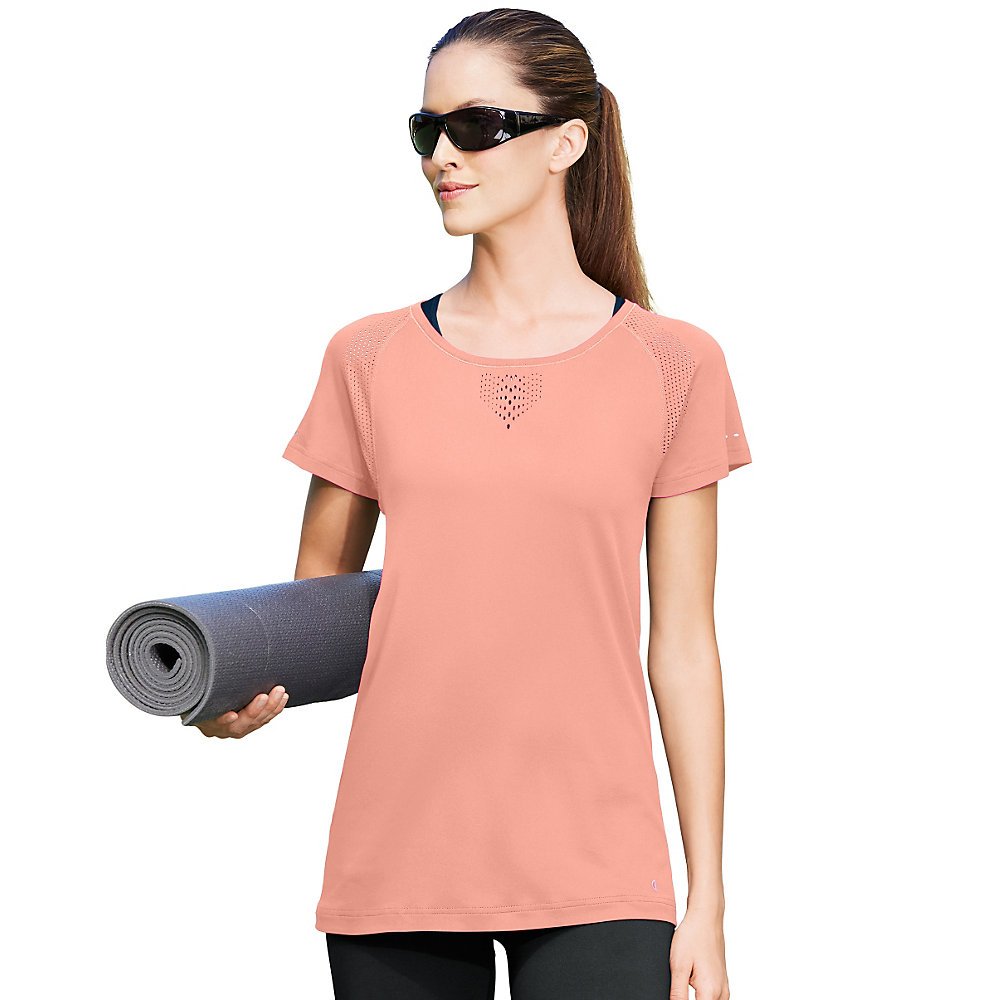 Champion Women's Seamless Mesh T-Shirt - Breathable Workout Top for Running, Yoga & Gym - Comfortable Athletic Tee for Active Lifestyle