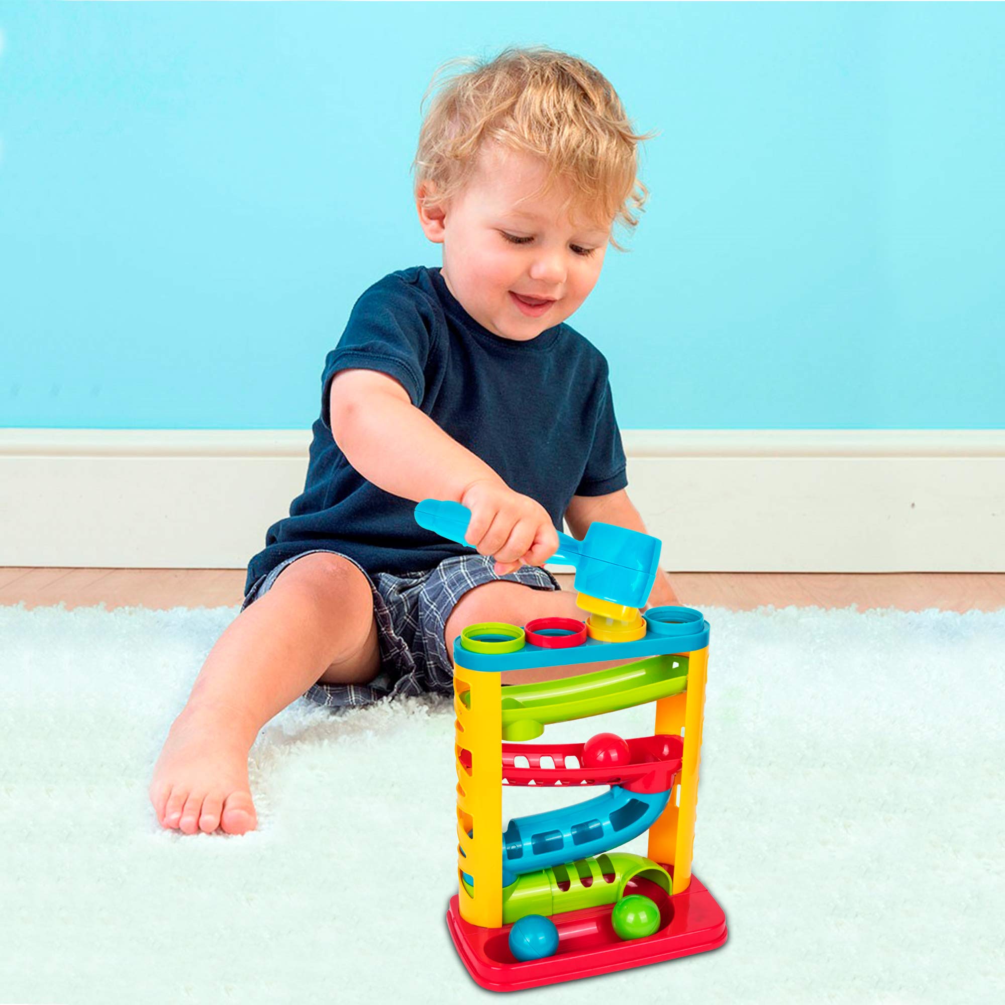 Durable Pound A Ball Toy for Toddlers - Stacking & Learning Montessori Hammer Activity Set for Boys & Girls Ages 1-3 | STEM Educational Developmental Toy | Perfect Birthday Gift for Active Play & Early Learning