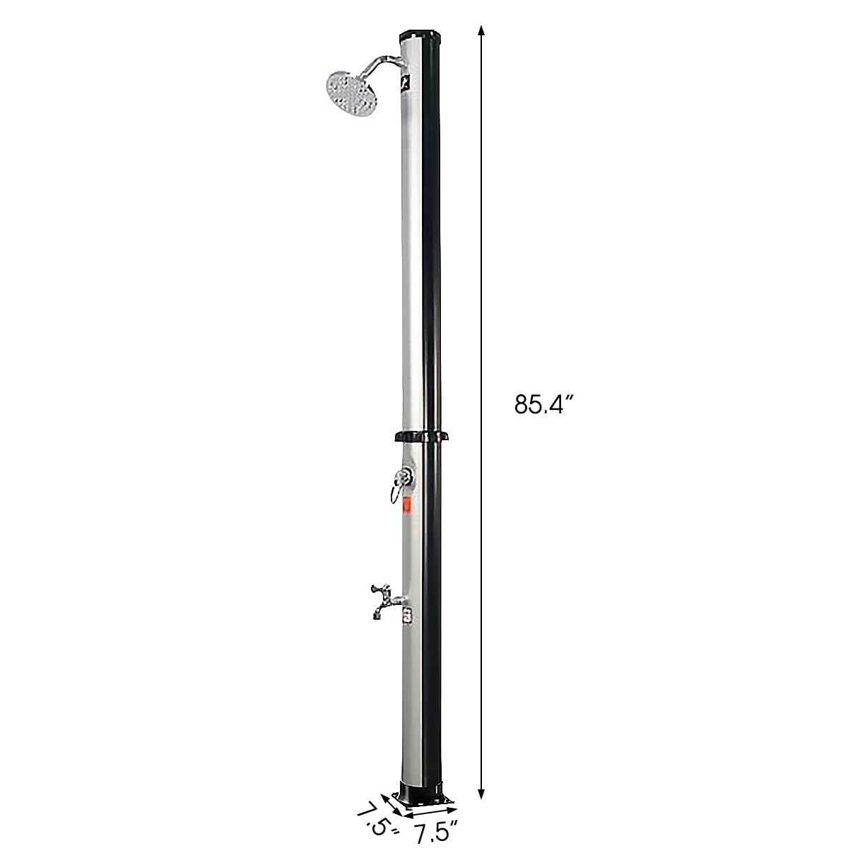 5.3/9.3 Gallon Solar Outdoor Shower with Heated Shower Head & Foot Tap - Portable Garden, Backyard, Poolside, Beach, Spa Shower for Camping, RV, and Outdoor Activities - Silver 9.3 Gallon
