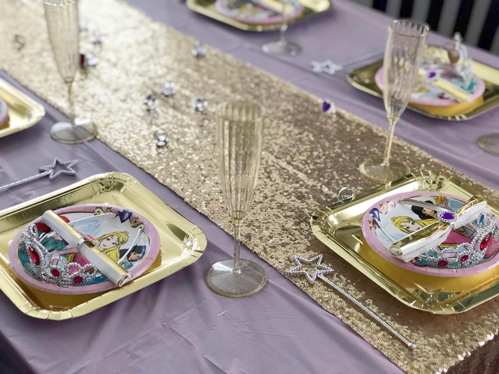 ShiDianYi Sequin Table Runner - 14x108 Inch Light Gold Glitter Table Cover for Weddings, Bridal Showers & Parties - Sparkly Decorative Runner for Dining Tables, Buffets & Events