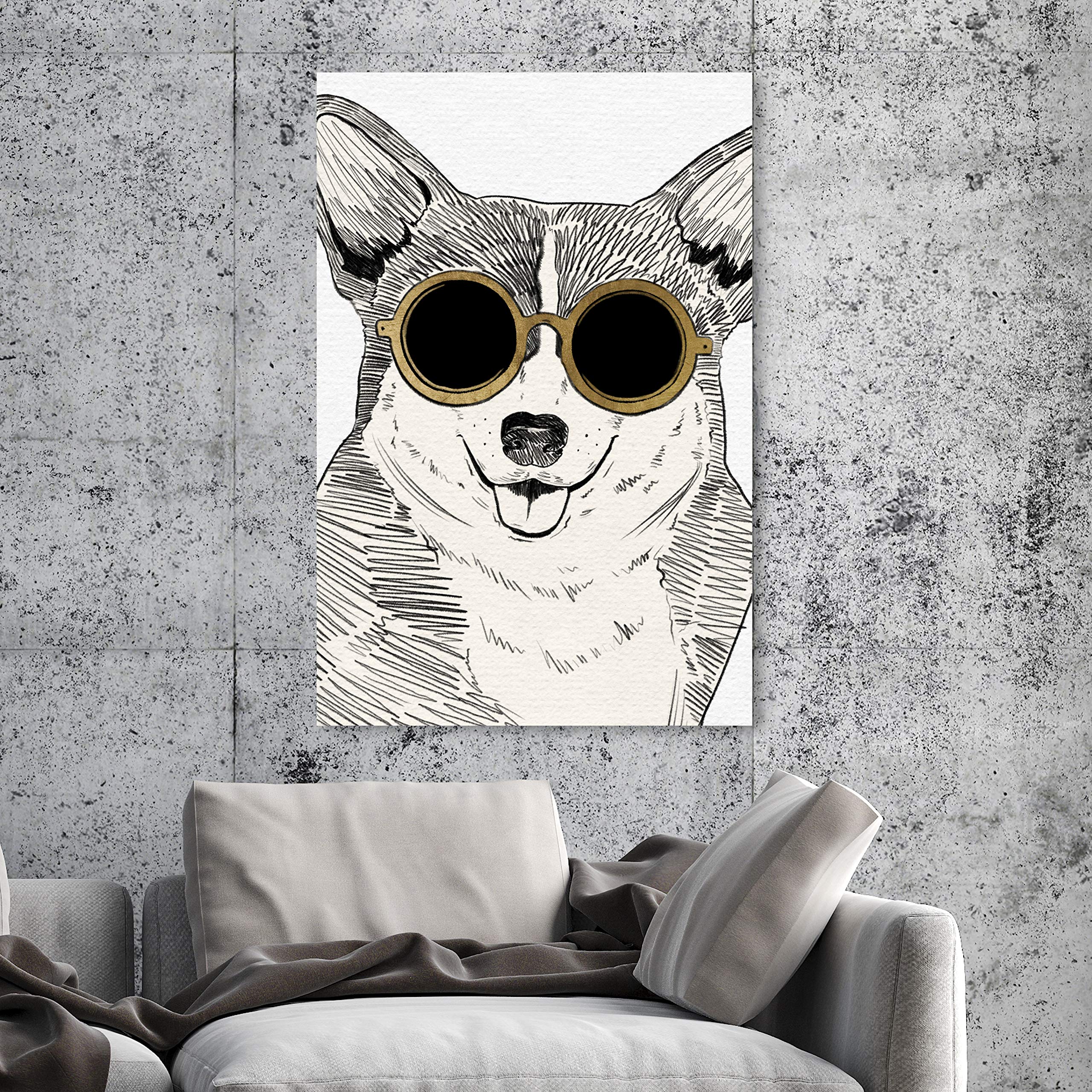 Stylish Corgi Wall Art Canvas Print - 24