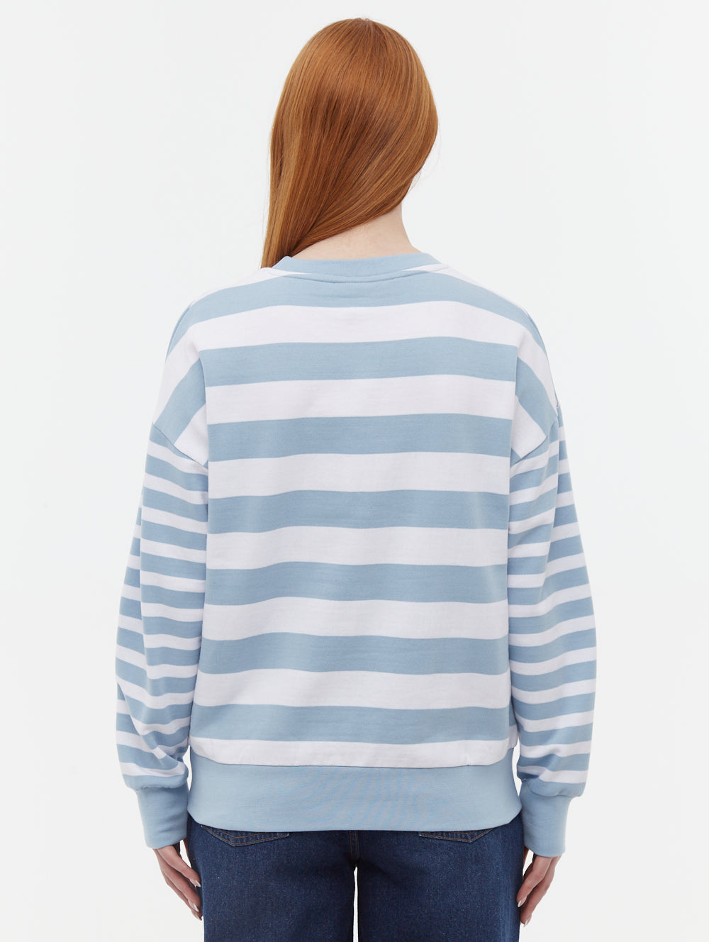 Hanneli Striped Crew Neck Sweatshirt for Women - Soft Cotton Casual Pullover - Perfect for Fall Outfits, Weekend Wear & Cozy Loungewear