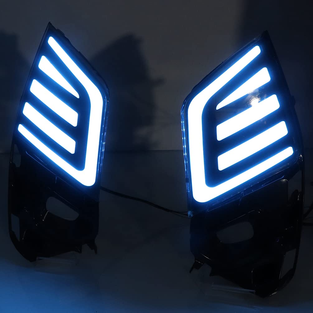 White/Amber DRL Switchback LED Turn Signal Lights - Daytime Running Lights & Fog Lamps for Nissan Patrol 2021 - Front Bumper Blue Night Light - Perfect for Off-Road Driving & Night Visibility