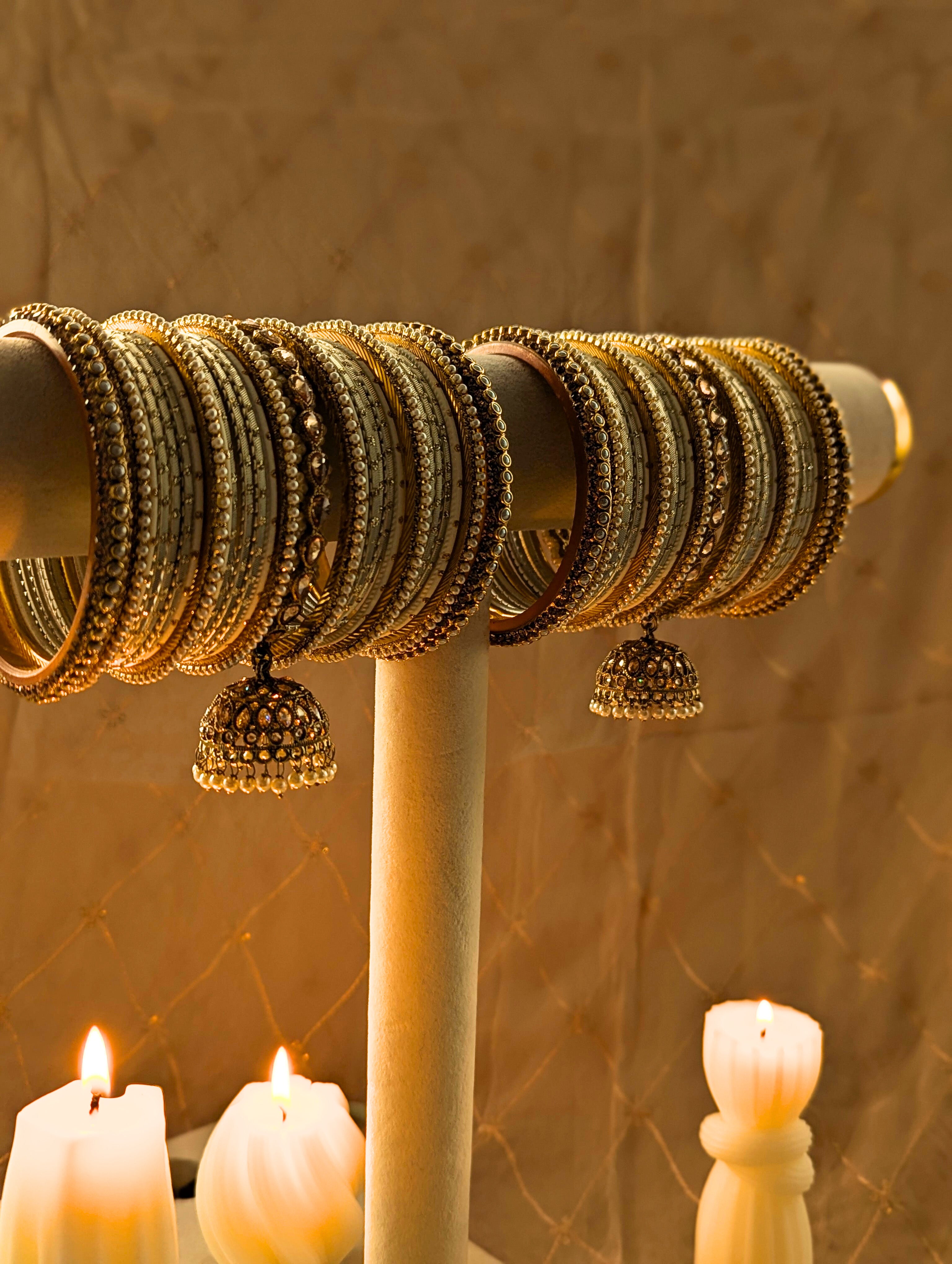 Riddhi Polki Bangles - 2 Hand Set | Authentic Indian Wedding Jewelry for Brides & Festive Occasions | Perfect for Weddings, Diwali & Cultural Celebrations