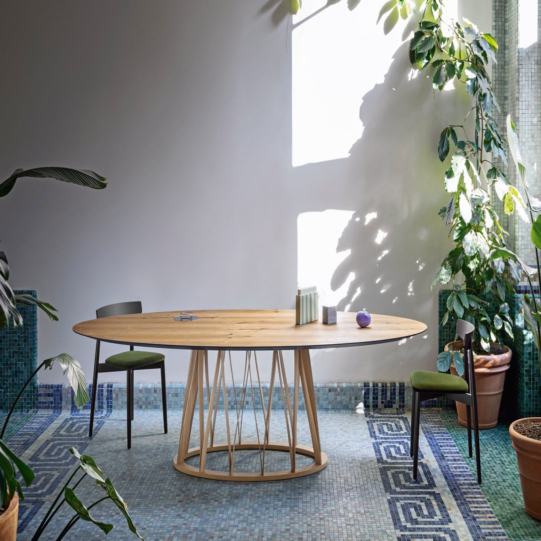 ACCO 48 Inch Round Dining Table for 4 - Modern Wood Kitchen Table for Small Spaces, Breakfast Nook & Apartment Dining Room