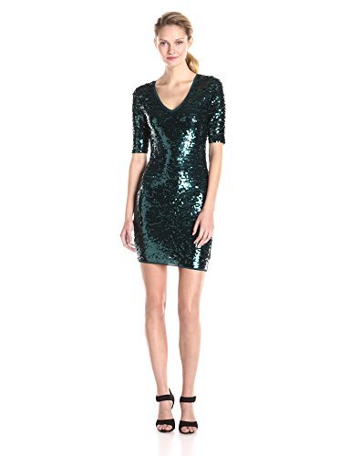 BCBGMax Azria Women's Maura V-Neck Sequin Party Dress - Elegant Evening Gown for Cocktail Parties, Weddings & Special Occasions