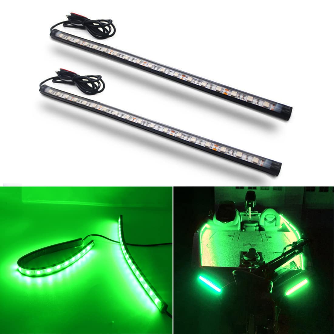 Boaton Marine LED Navigation Lights for Boats - Green Deck Lights, Courtesy Lights & Interior Lights for Pontoon, Bass, Jon Boats, Jet Skis & Kayaks - Easy No-Drill Installation for Night Fishing & Water Safety