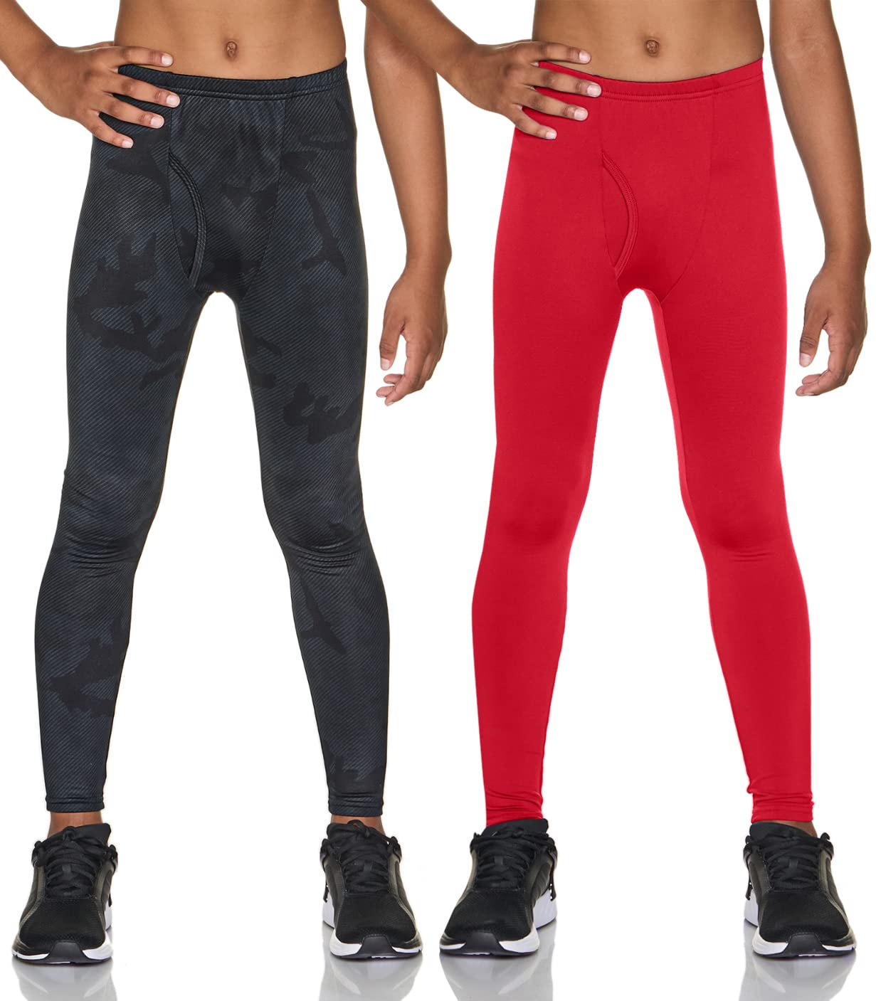 TSLA 1 or 2 Pack Kids Boys Girls Thermal Compression Pants - Athletic Sports Leggings & Running Tights for Cold Weather - Perfect for Winter Sports, Gym Workouts & Outdoor Activities
