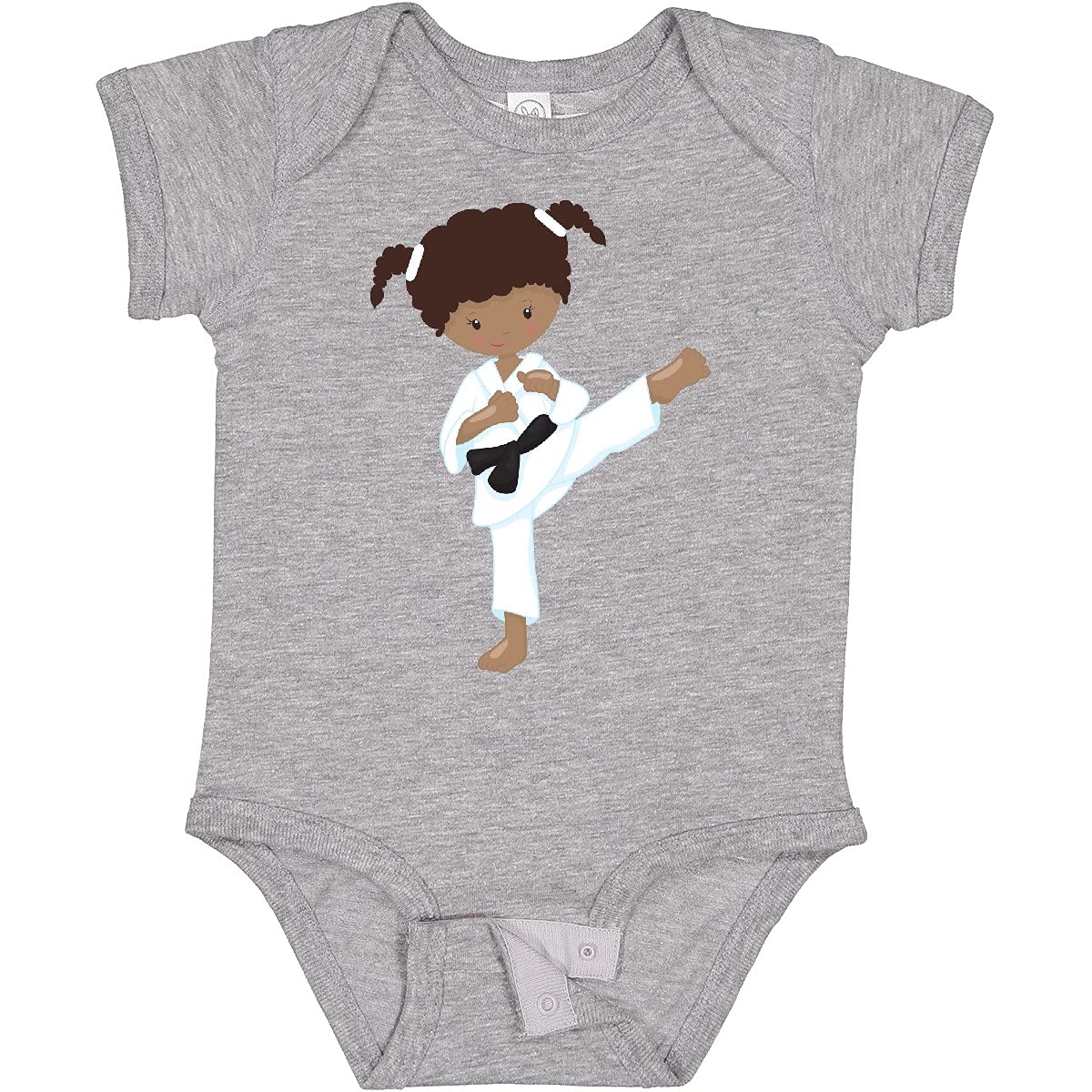 Inktastic African American Girl Karate Baby Bodysuit - Black Belt Martial Arts Outfit for Toddlers & Infants - Perfect for Karate Classes, Playdates & Black History Month Celebrations