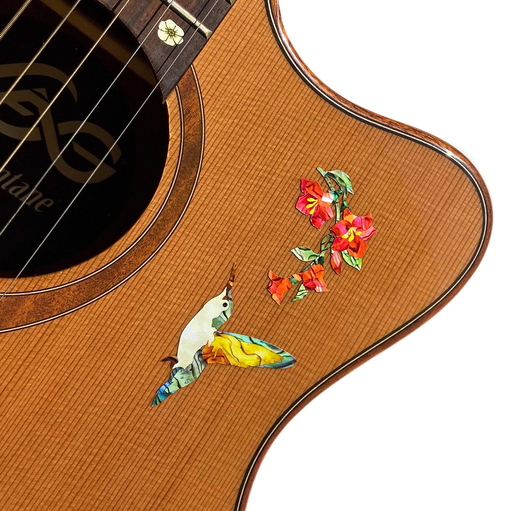 Hummingbird Guitar Stickers for Bass & Ukulele - Floral Inlay Decals for Musicians