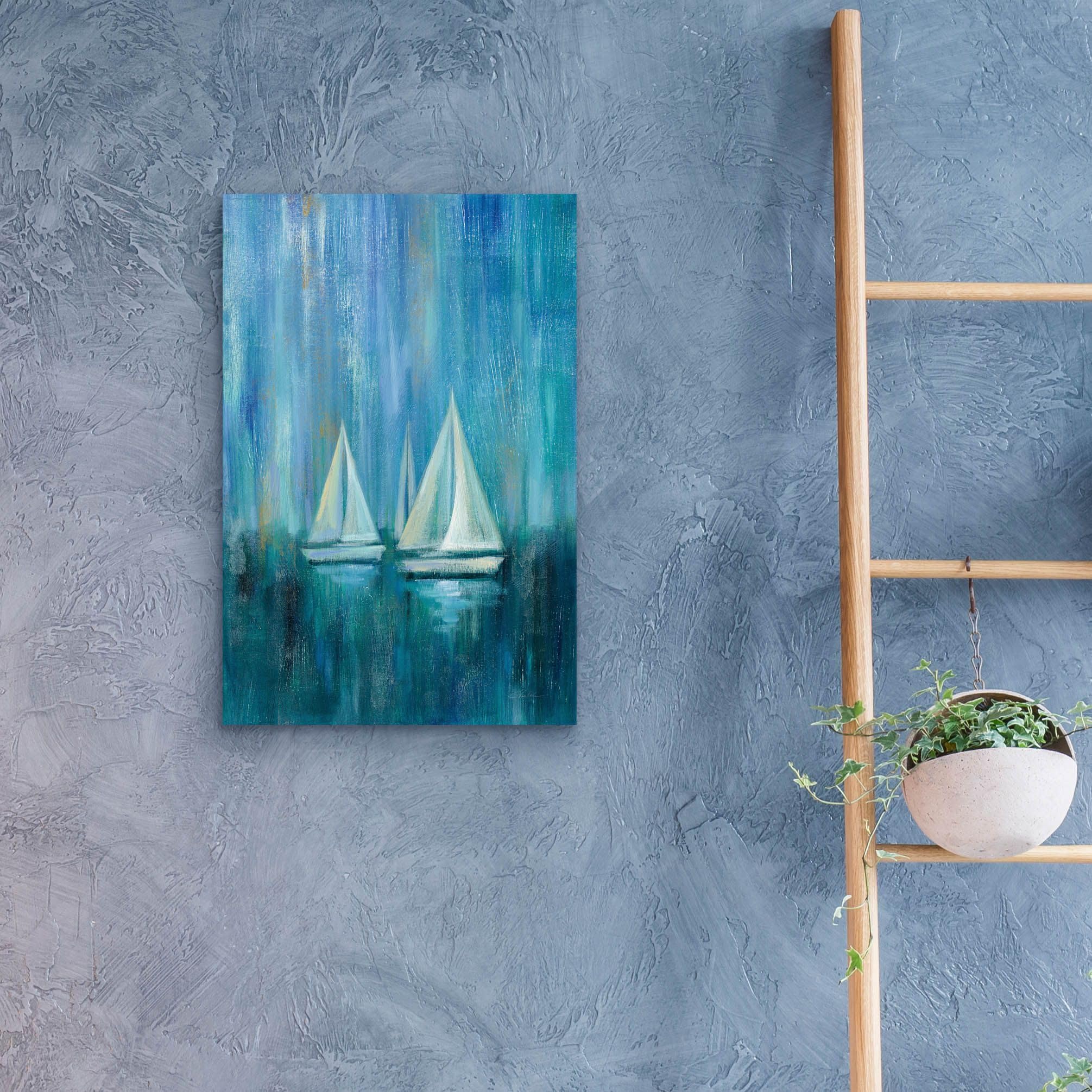 Epic Art 'Sailboat Simplicity II' by Silvia Vassileva - 16x24 Inch Acrylic Glass Wall Decor - Modern Nautical Painting for Living Room, Bedroom & Office