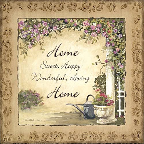 CO-Home and Love Accent Tile by Charlene Olson - Handcrafted Ceramic Wall Decor for Kitchen Backsplash, Bathroom, and Living Room