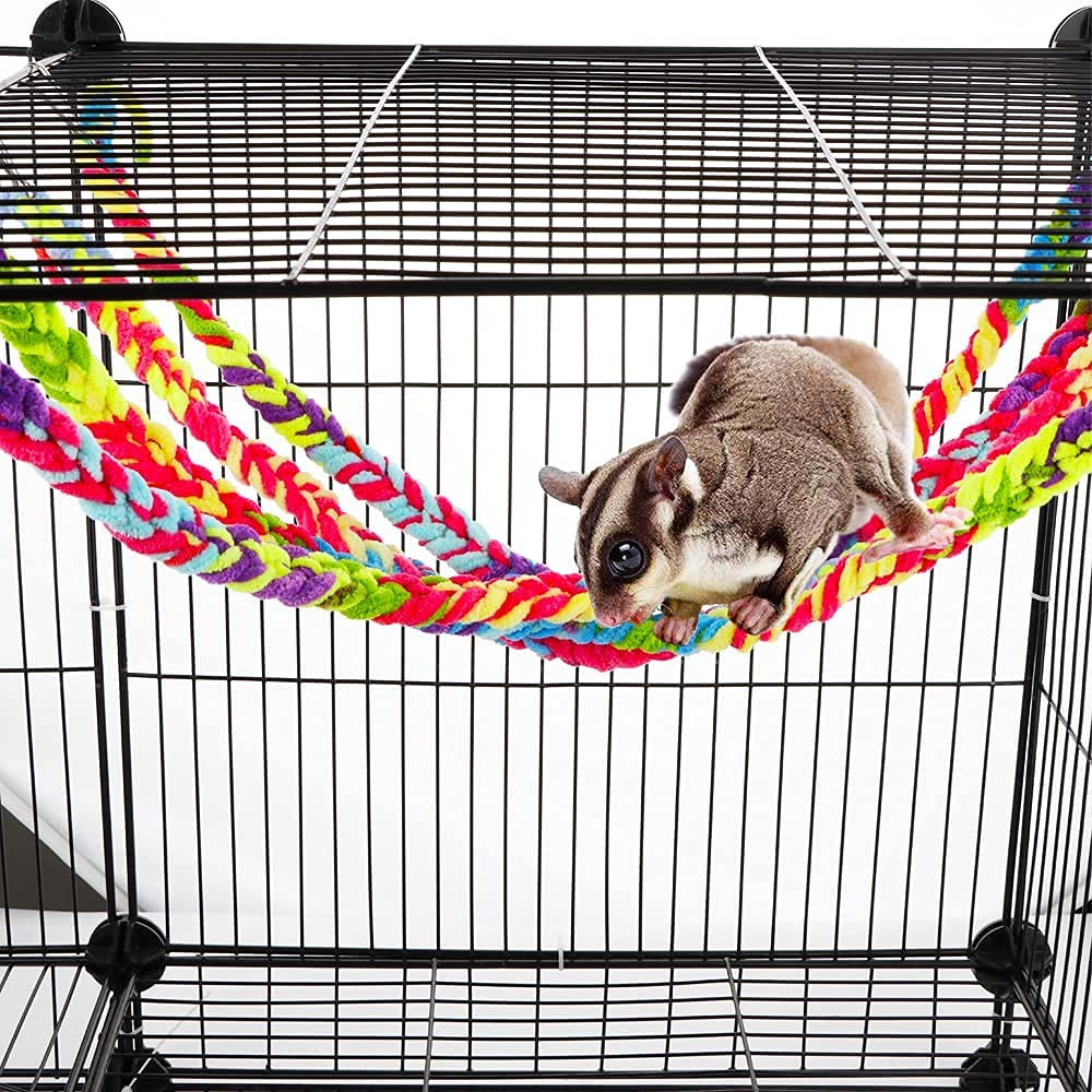 8 Pack Colorful Cotton Rope Climbing Swing Toy for Sugar Gliders, Squirrels, Hamsters, Birds & Parrots - Cage Accessories, Small Animal Hanging Perch - Perfect for Playtime, Exercise & Cage Enrichment