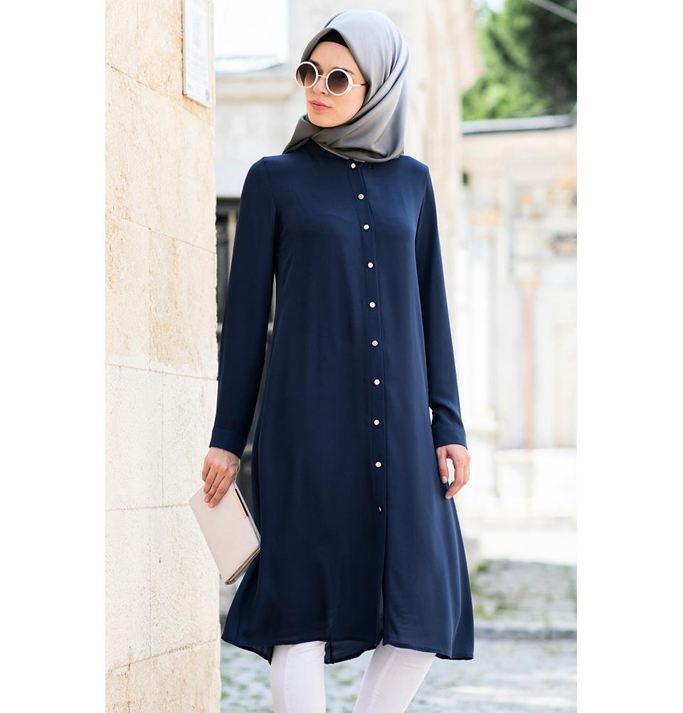 Abaci Simple Tunic Dress for Women - 17TNK9936 Navy Blue Casual Wear for Office, Travel & Everyday Comfort