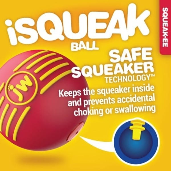 JW Pet iSqueak Rubber Ball for Dogs - Durable Chew Toy for Small & Large Breeds - Interactive Play & Teeth Cleaning - Perfect for Fetch, Training & Indoor/Outdoor Fun