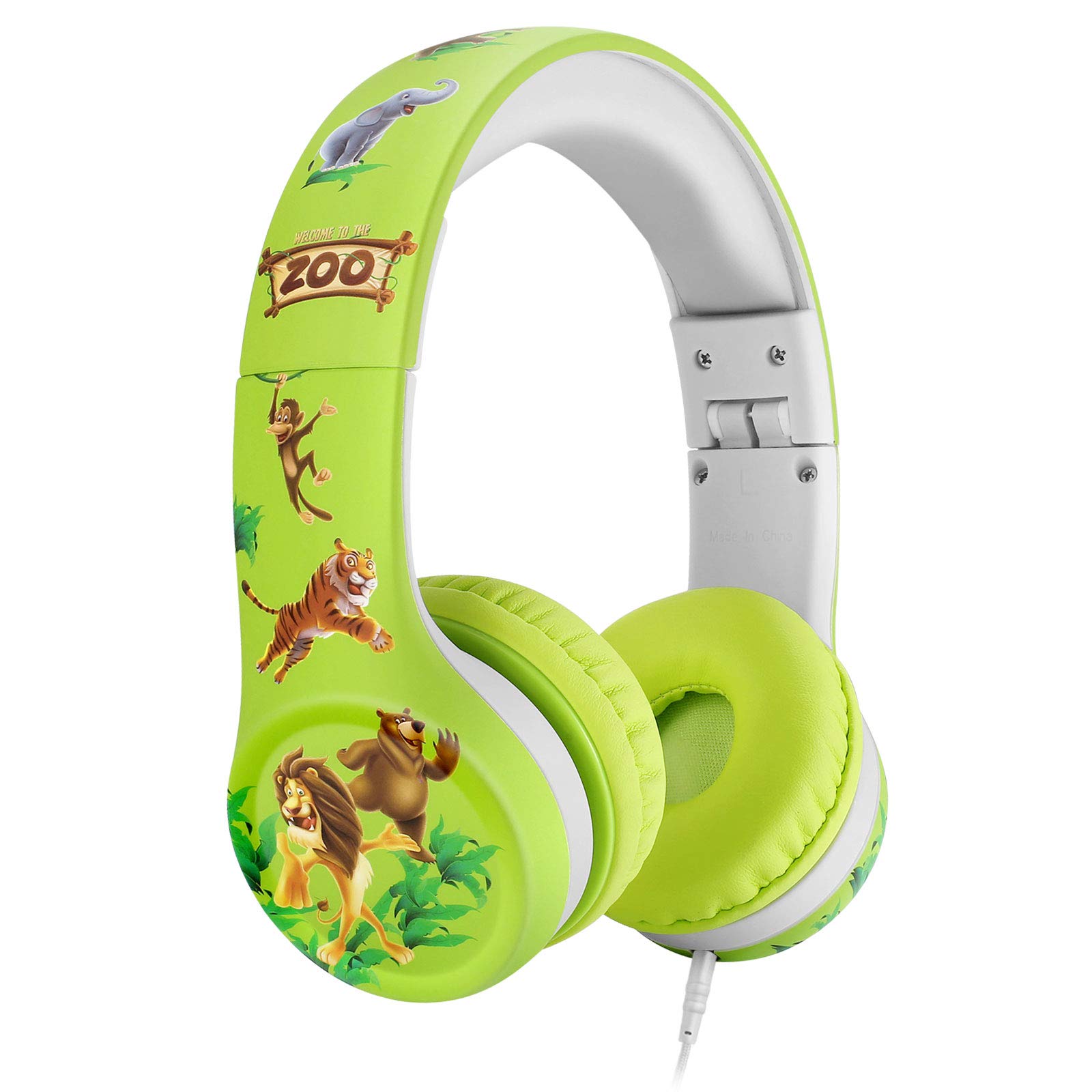 NENOS Kids Headphones with Volume Limit - Safe Over Ear Headphones for Boys & Girls, Lightweight On Ear Headset for School, Travel, Online Learning & Gaming (Zoo Animal Design) - Perfect for Classroom, Airplane & Home Use