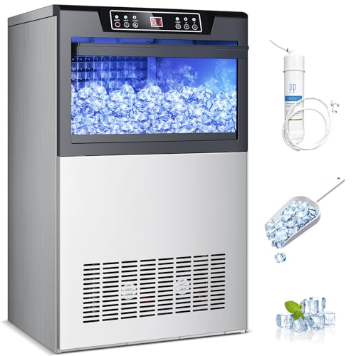 100Lbs/24H Commercial Undercounter Ice Maker Machine - 26Lbs Storage Capacity, Self-Cleaning Stainless Steel Ice Machine for Restaurants, Bars, Hotels & Business Use