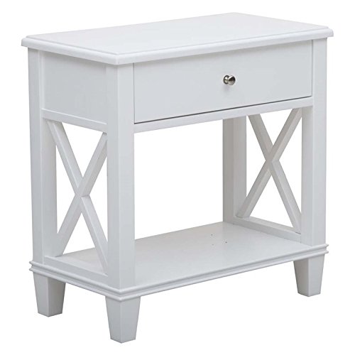 Modern White Nightstand Set of 2 - Bedside Tables with Storage Drawers for Bedroom, Living Room & Guest Room - Home Square Furniture Collection