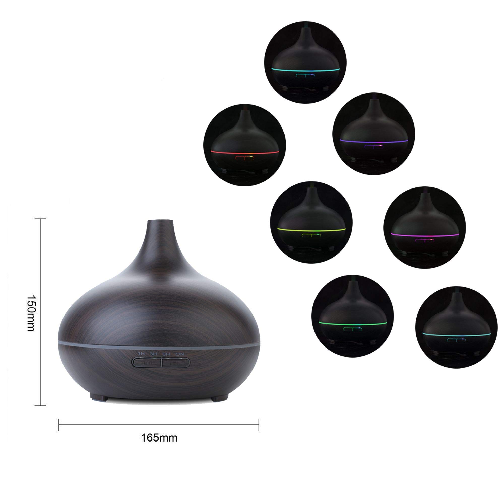 2 Pack EcoGecko Dark Wood Grain Ultrasonic Essential Oil Diffuser - Cool Mist Humidifier with Timer & 7 Color LED Lights for Home, Office, Bedroom, Nursery, Yoga Studio - Aromatherapy & Air Moisturizing Solution