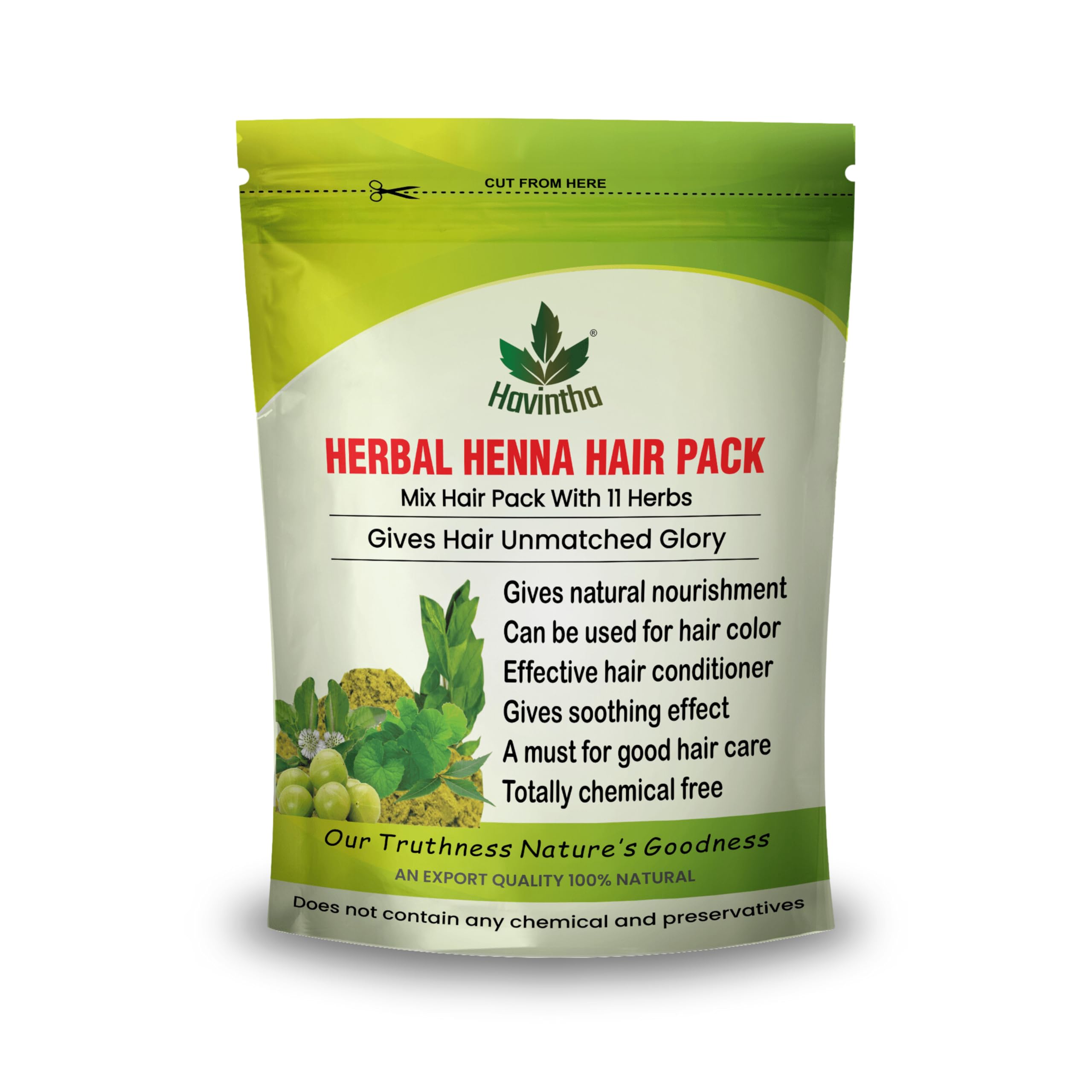 Havintha 100% Natural Herbal Henna Hair Powder for Hair Color & Conditioning | 11 Herbs Mehandi Powder for Hair Growth & Scalp Care | 227g | Safe for DIY Hair Dye, Bridal Hair Care & Ayurvedic Treatments