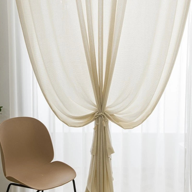 Eleanor Ivory Mesh Embossed Custom Semi-Sheer Curtains - Elegant Window Treatment for Living Room, Bedroom & Nursery