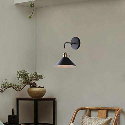 1-Pack 100 Lumens Multi-Function LED Remote Control Battery Operated Cordless Wall Sconce - Black Metal Shade, Dimmable, Easy Installation (Battery Not Included) - Perfect for Aisle, Loft, Bedroom & Wall Decor Lighting