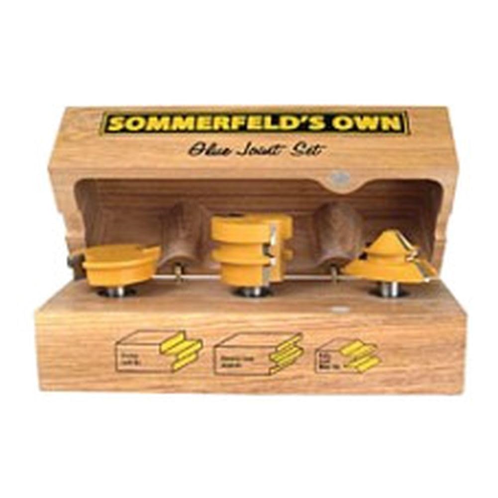 Sommerfeld 03006 3-Piece Glue Joint Router Bit Set for Strong Woodworking Joints | Perfect for Cabinet Making, Furniture Construction & Critical Wood Projects