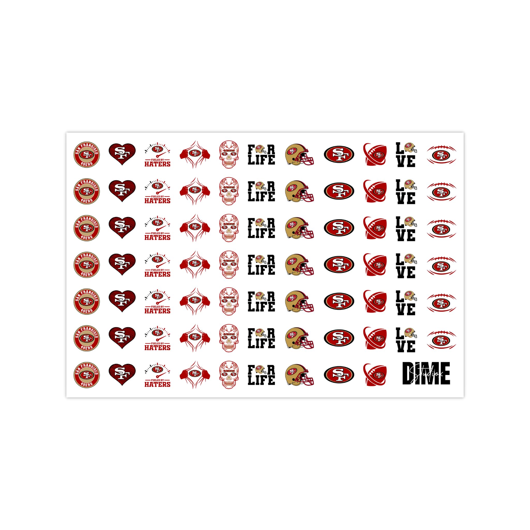 San Francisco Football Nail Decals - Water Transfer Nail Art Stickers for Sports Fans - California Themed Manicure Accessories (Option 1) - Perfect for Game Day, Football Parties, and Team Spirit Nail Designs