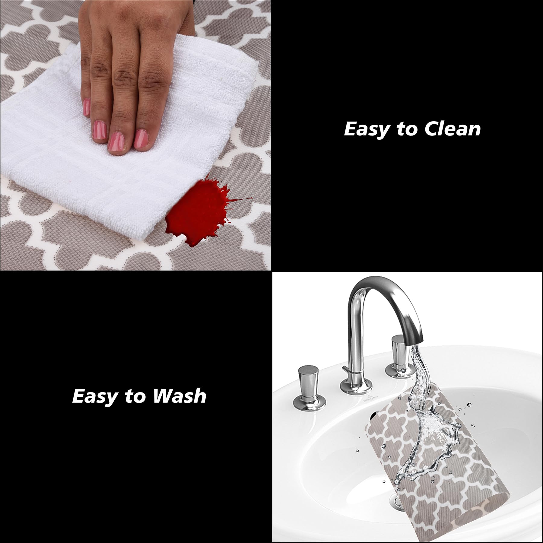 Premium Non-Slip Hexagon Placemats Set of 6 - Gray Modern Dining Table Mats for Kitchen & Dining Room, Heat Resistant Home Decor Placemats for Everyday Use & Dinner Parties
