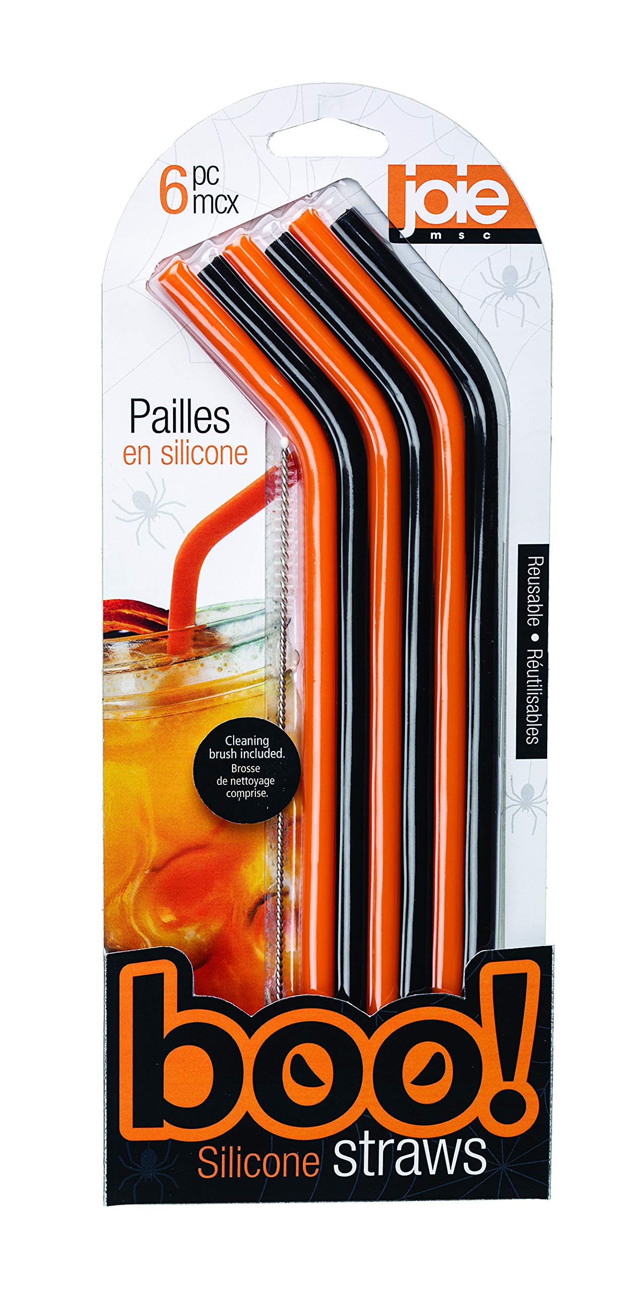 Joie Halloween Silicone Straws - BPA-Free Reusable Drinking Straws for Parties, Cocktails & Smoothies - Fun Kitchen Gadgets for Halloween, Christmas & Birthday Celebrations