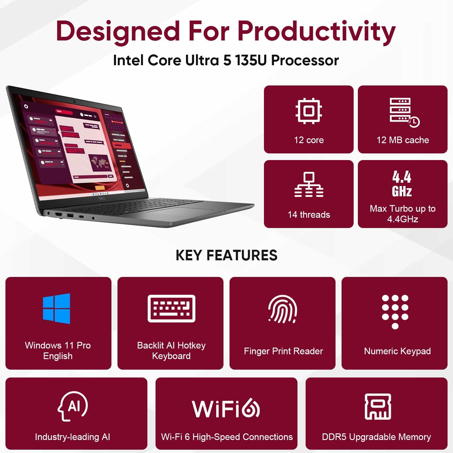 Dell Latitude 3550 Business Laptop - Intel 12-Core Ultra 5 135U (Outperforms i7-1355U), 16GB DDR5 RAM, 512GB PCIe SSD, 15.6